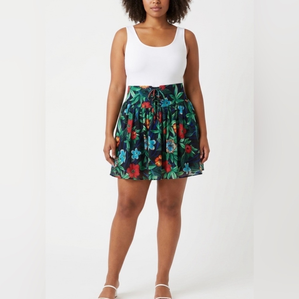 Vintage Zara Made in Spain Tropical Floral Corset Skirt - Size Small